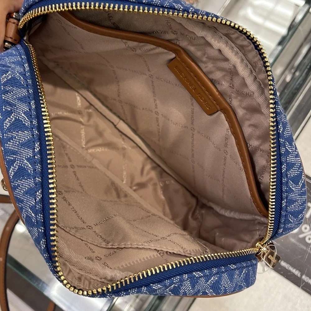 Michael Kors Jet Set Item Large East West Zip Chain Crossbody XBody Denim Multi